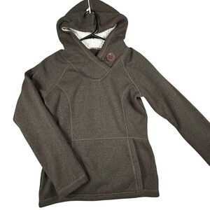 KOPPEN Brown Fleece Lined Hooded Pullover Sweater Womens Hike